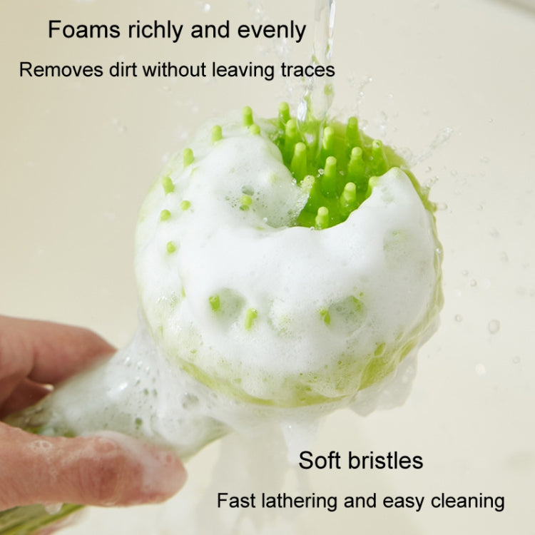 Long Handle Pet Bathing Brush Silicone Dogs Cats Cleaning Massage Brush Grooming Comb, Style: Coarse Teeth Green