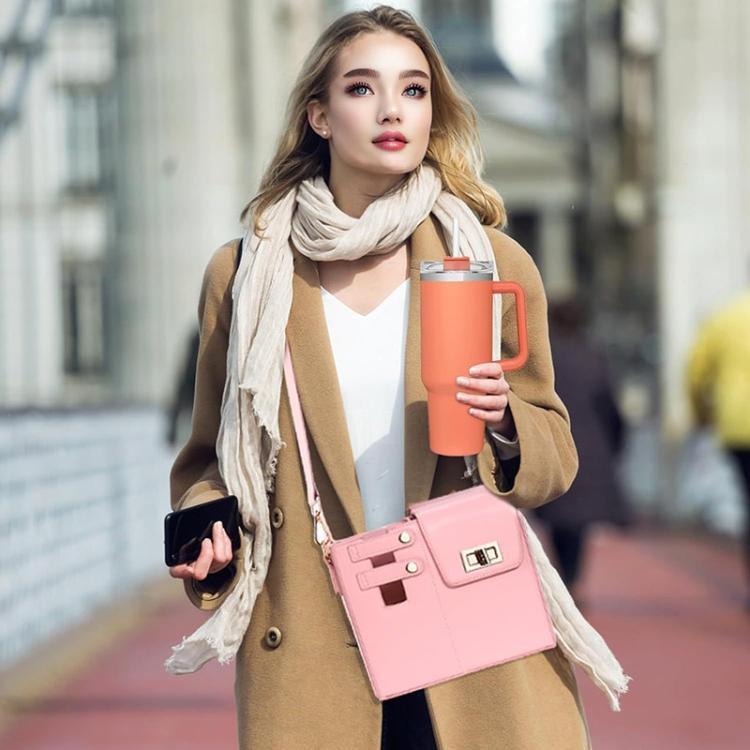 Women PU Leather Shoulder Bag Beverage Bottle Water Cup Bag For Stanley / Owala / Gatorade / Hydro Flask and Most Other Bottles