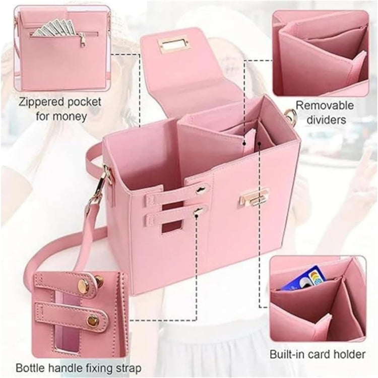 Women PU Leather Shoulder Bag Beverage Bottle Water Cup Bag For Stanley / Owala / Gatorade / Hydro Flask and Most Other Bottles