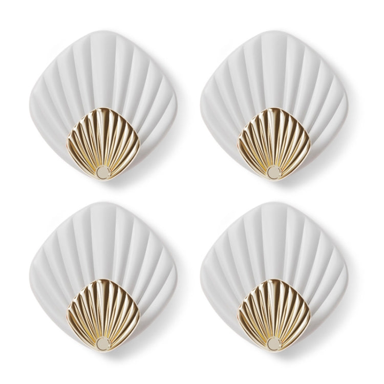 4pcs / Set Household No-Punch Seashell Hooks Bathroom Kitchen Sticky Hooks