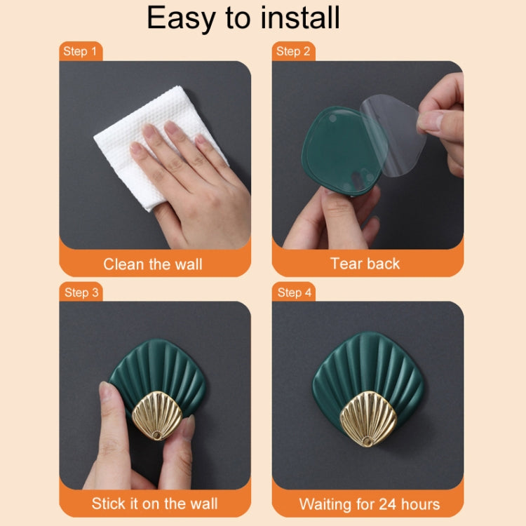 4pcs / Set Household No-Punch Seashell Hooks Bathroom Kitchen Sticky Hooks