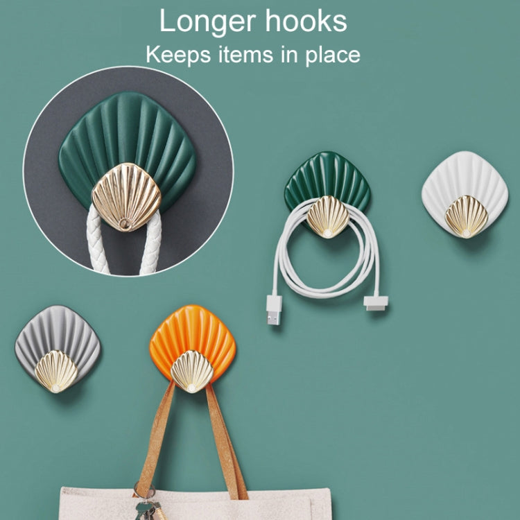 4pcs / Set Household No-Punch Seashell Hooks Bathroom Kitchen Sticky Hooks