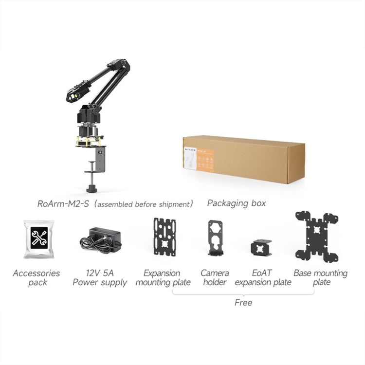 Waveshare 25118 RoArm-M2-S Desktop Robotic Arm Kit, Based On ESP32, 4-DOF