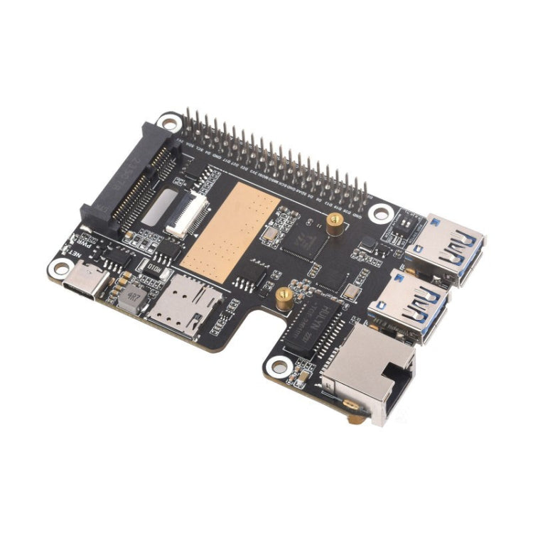Waveshare For Raspberry Pi 5 PCIe to MiniPCIe / Gigabit Ethernet / USB 3.2 Gen1 HAT, Spec: No Accessories