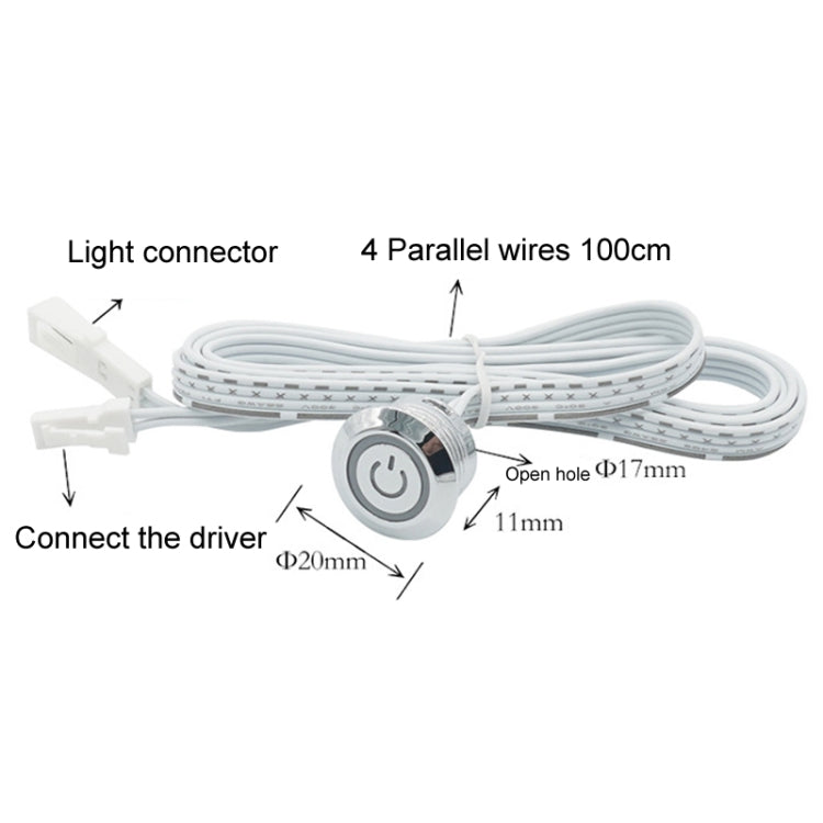 Closet And Cabinet Dimmable Tactile Split Control Sensor Switch Controller - Silver