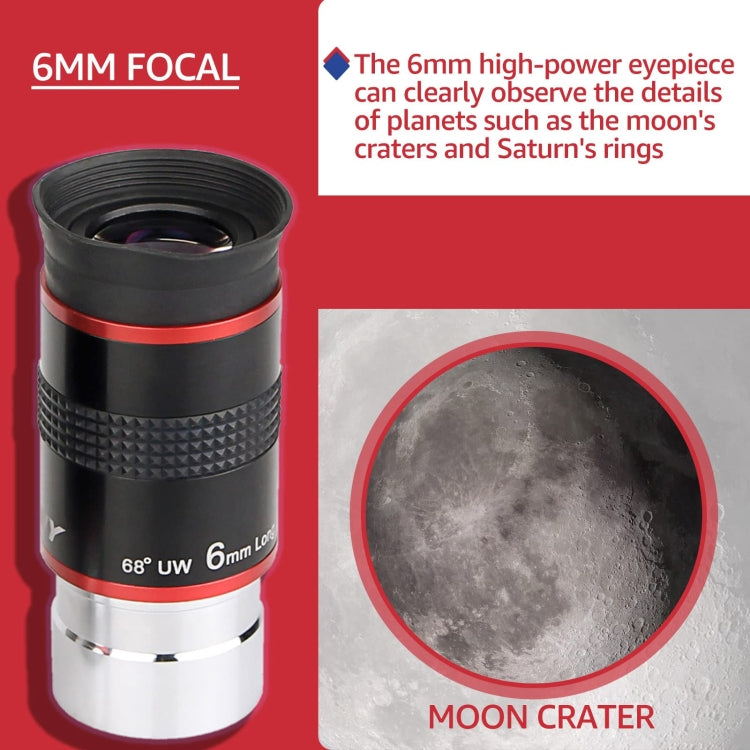 SVBONY F9152A 1.25 inch Ultra Wide Angle 68 Degree 6mm Astronomical Telescope Eyepiece