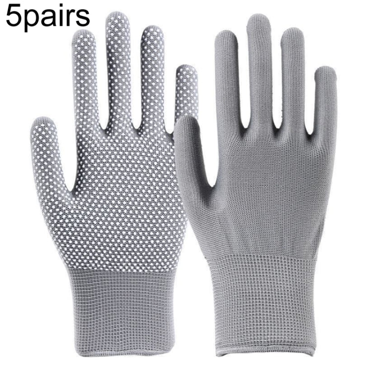5pairs Outdoor Breathable Non-slip Particle Silicone Hiking Riding Nylon Gloves Thin Mittens