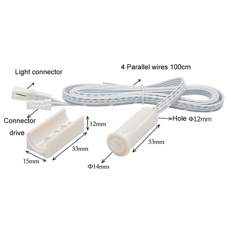 Closet Cabinet Integrated Split Control Human Sensor Switch - White