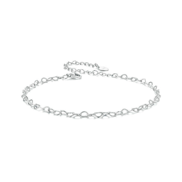 S925 Sterling Silver Platinum-plated Heart Buckle Anklet - BST007