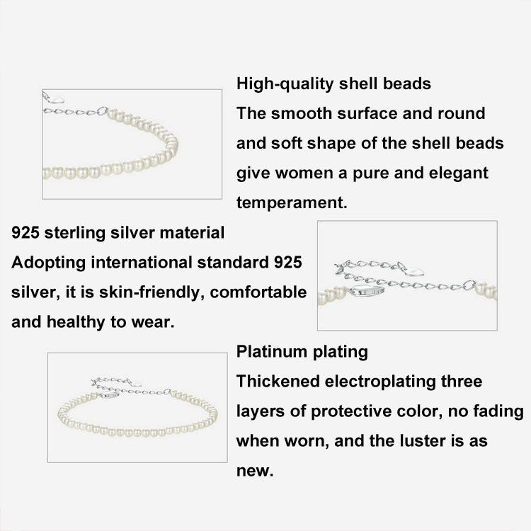S925 Sterling Silver Opal Shell Pearl Bracelet - SCB280