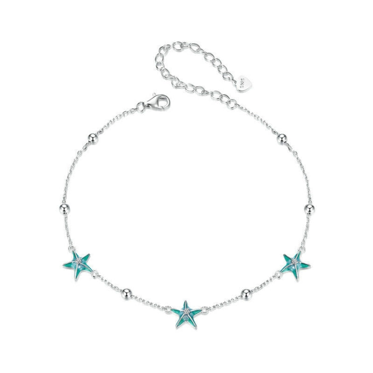 S925 Sterling Silver Platinum-plated Starfish Anklet Foot Ornament - SCT026