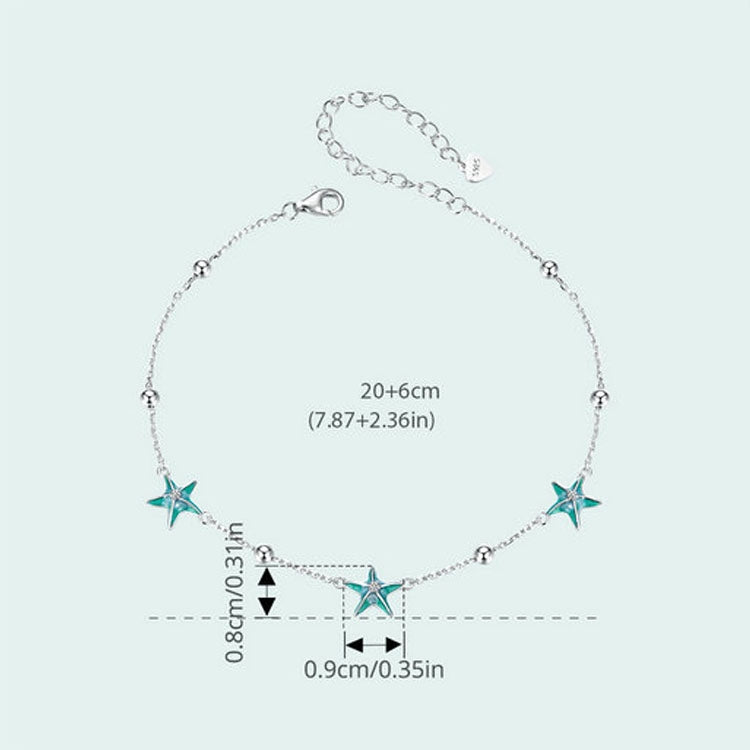 S925 Sterling Silver Platinum-plated Starfish Anklet Foot Ornament - SCT026