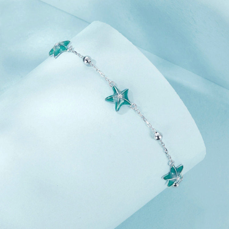 S925 Sterling Silver Platinum-plated Starfish Anklet Foot Ornament - SCT026