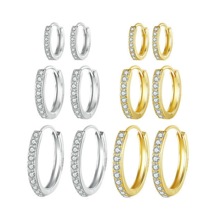 S925 Sterling Silver Gold-plated Silver Hoop Earrings Ear Ornaments, Color: Gold M