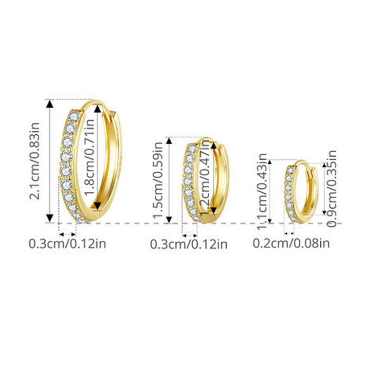 S925 Sterling Silver Gold-plated Silver Hoop Earrings Ear Ornaments, Color: Silver L
