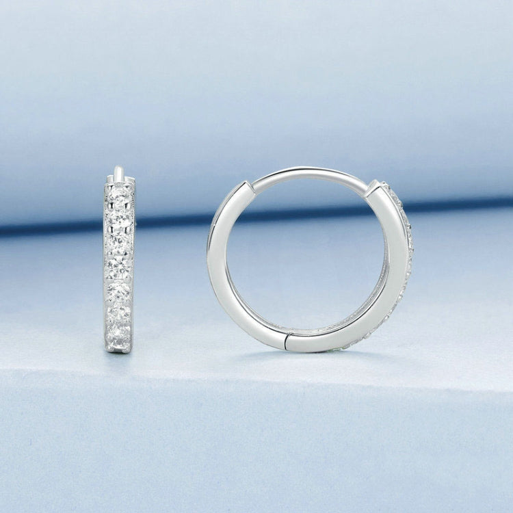 S925 Sterling Silver Gold-plated Silver Hoop Earrings Ear Ornaments, Color: Silver M