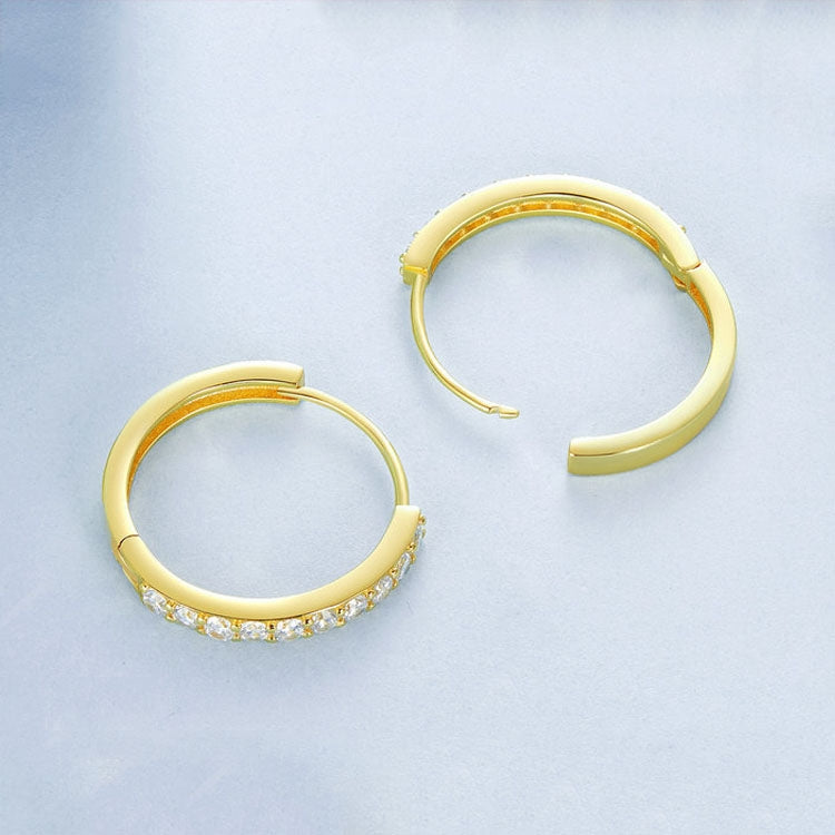 S925 Sterling Silver Gold-plated Silver Hoop Earrings Ear Ornaments, Color: Silver L
