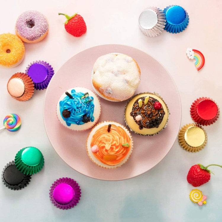 100pcs /Box Muffin Cake Paper Cups Baking Paper Tray Thickened Aluminum Foil Oil-proof Cupcake Liner