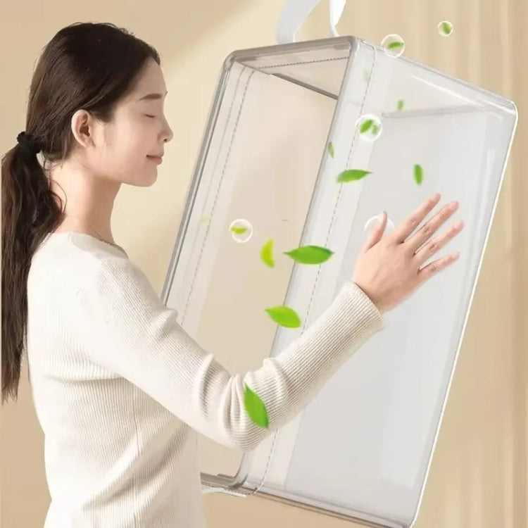Transparent Steel Frame Clothes Storage Bag with Handle Foldable Wardrobe Organizer