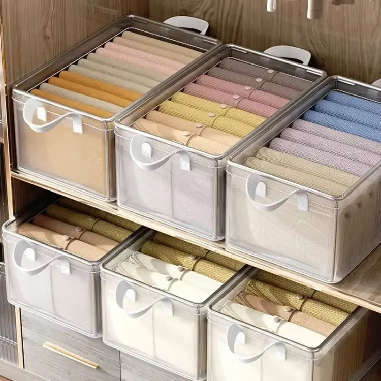 Transparent Steel Frame Clothes Storage Bag with Handle Foldable Wardrobe Organizer