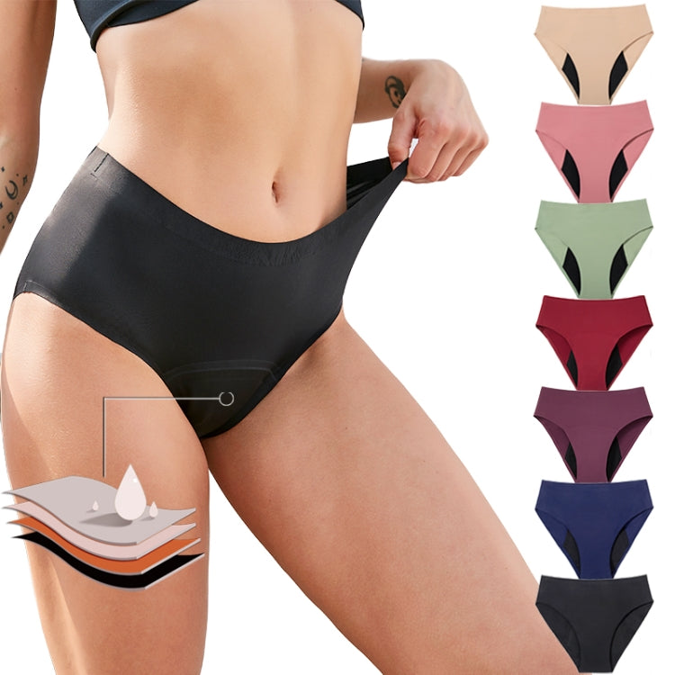 High Absorbency Women Period Panties 4-layer High Waist Seamless Menstrual Underwear, Size: M