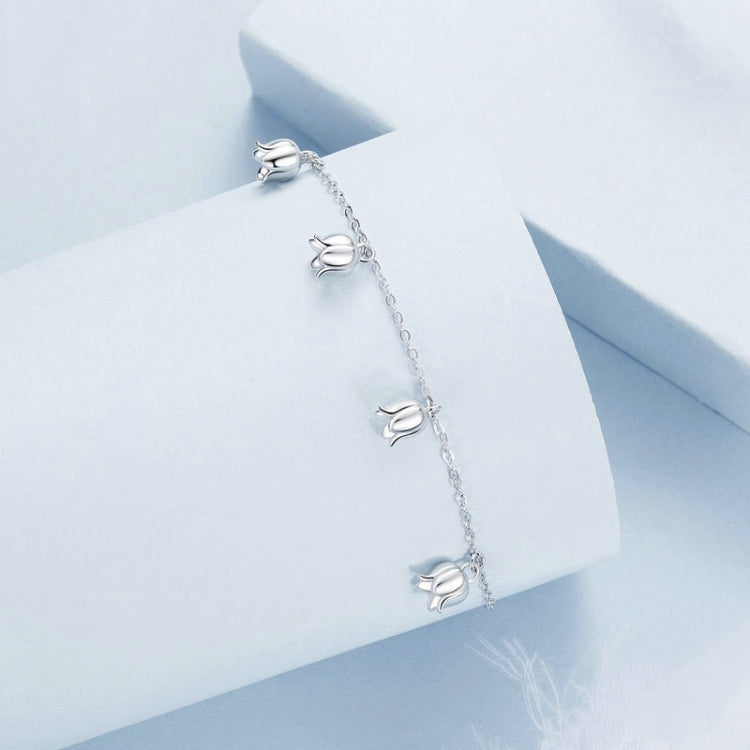 S925 Sterling Silver Platinum-plated Lily Of The Valley Bracelet - BSB183