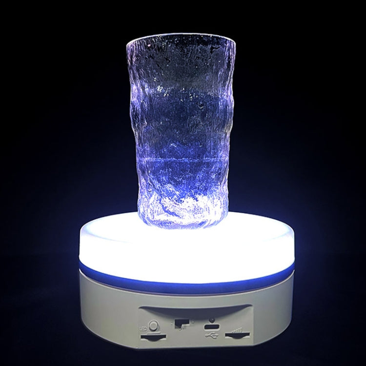 Intelligent Colourful Light Electric Speed Contro Round 360 Degree Rotating Plate Display Table, Color: White Charging