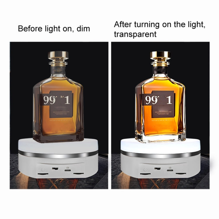 Intelligent Colourful Light Electric Speed Contro Round 360 Degree Rotating Plate Display Table, Color: White Charging