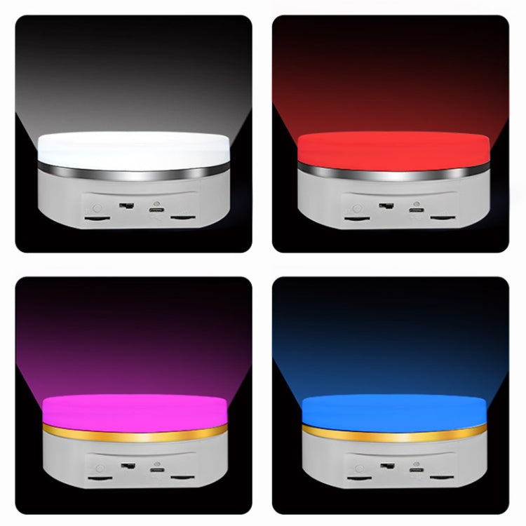 Intelligent Colourful Light Electric Speed Contro Round 360 Degree Rotating Plate Display Table, Color: White Plug-in