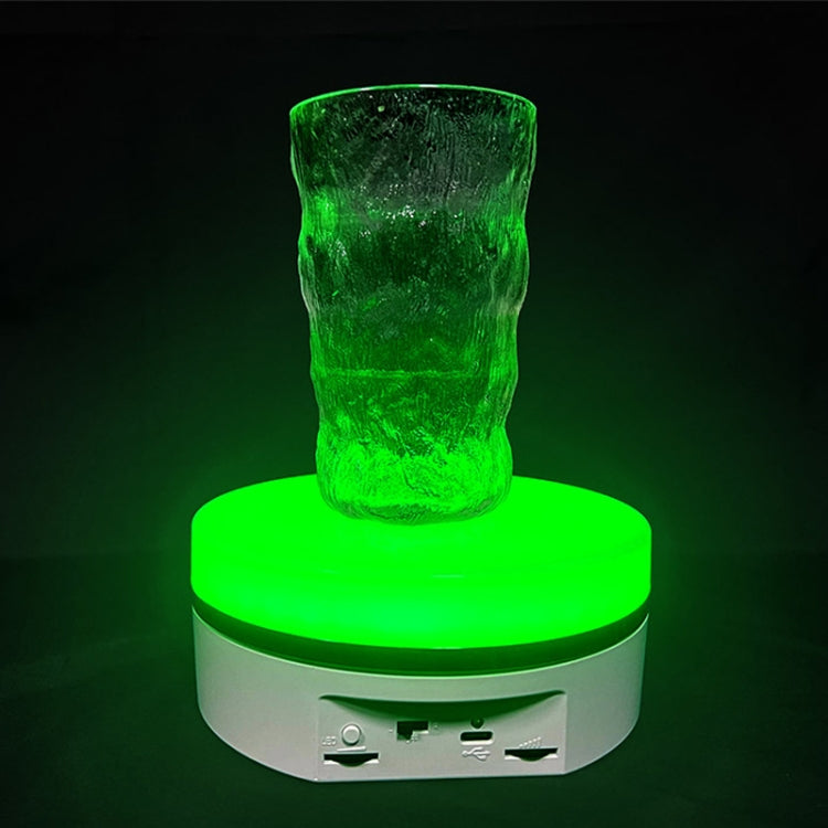 Intelligent Colourful Light Electric Speed Contro Round 360 Degree Rotating Plate Display Table, Color: White Charging