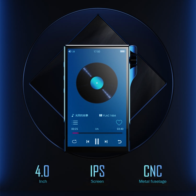 4.0 Inch Touch MP3 DSD Hard Resolution Mastering Grade Music Player, Memory: 16GB - Black