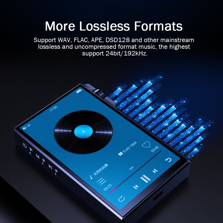 4.0 Inch Touch MP3 DSD Hard Resolution Mastering Grade Music Player, Memory: 16GB - Black