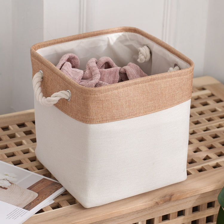 11 Inch Linen Fabric Storage Bag Large Capacity Square Collapsible Clothes Toy Organizer