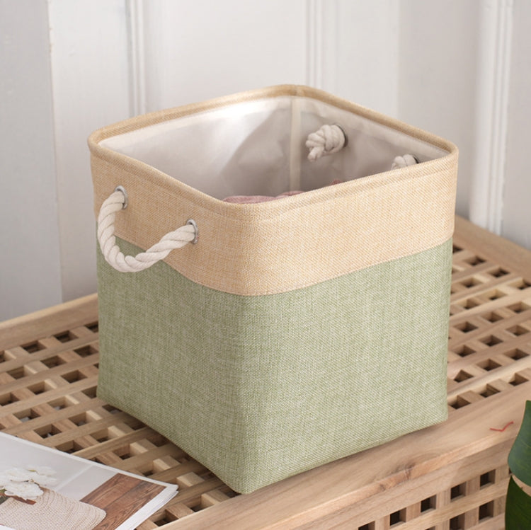 11 Inch Linen Fabric Storage Bag Large Capacity Square Collapsible Clothes Toy Organizer
