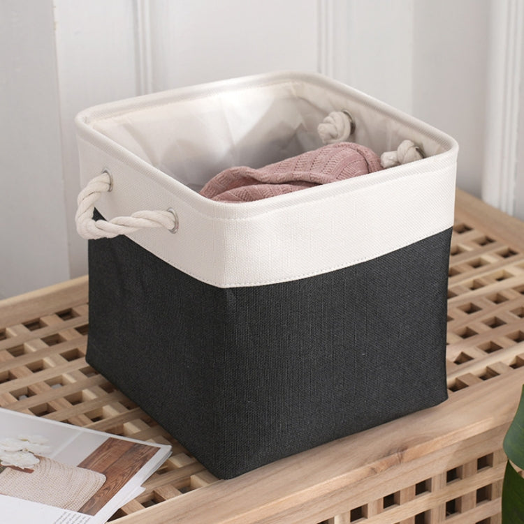 11 Inch Linen Fabric Storage Bag Large Capacity Square Collapsible Clothes Toy Organizer