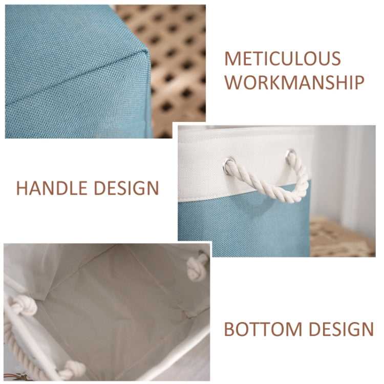 11 Inch Linen Fabric Storage Bag Large Capacity Square Collapsible Clothes Toy Organizer