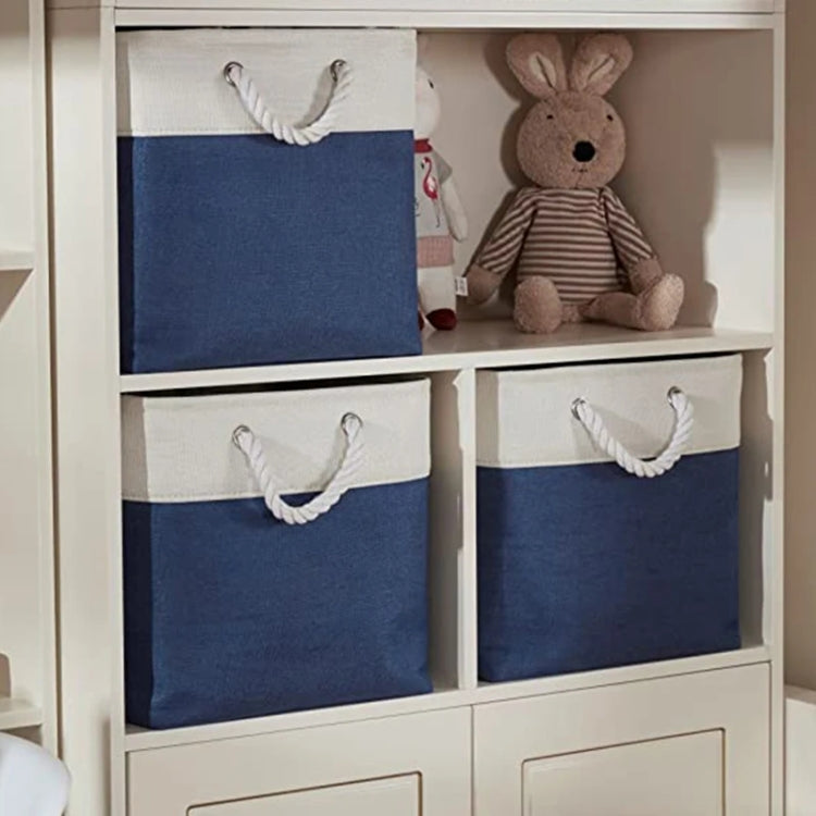 11 Inch Linen Fabric Storage Bag Large Capacity Square Collapsible Clothes Toy Organizer
