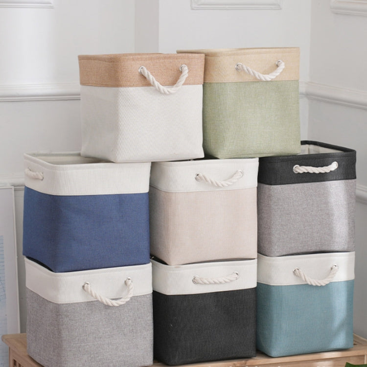 11 Inch Linen Fabric Storage Bag Large Capacity Square Collapsible Clothes Toy Organizer