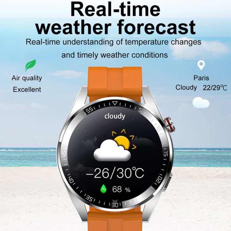 1.43 inch AMOLED Screen Smartwatch Heart Rate Blood Pressure Monitoring Bluetooth Talking Sports Watch, Color: Silver Leather Strap