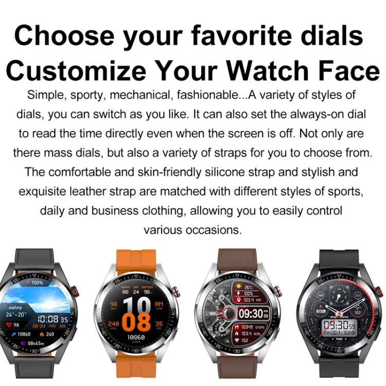 1.43 inch AMOLED Screen Smartwatch Heart Rate Blood Pressure Monitoring Bluetooth Talking Sports Watch, Color: Black Silicone Strap