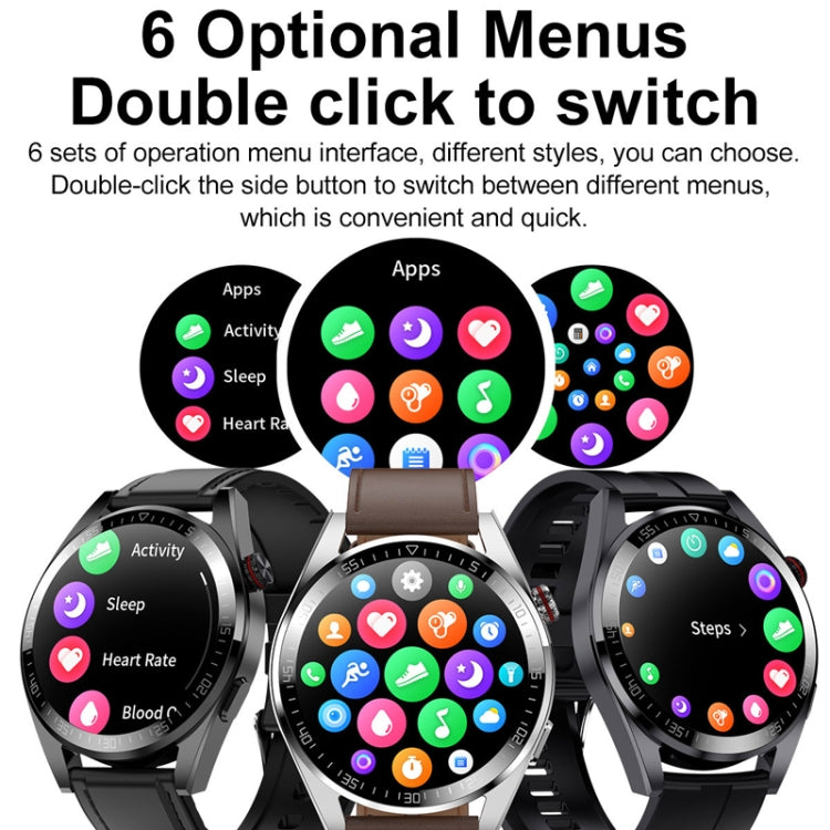 1.43 inch AMOLED Screen Smartwatch Heart Rate Blood Pressure Monitoring Bluetooth Talking Sports Watch, Color: Black Silicone Strap