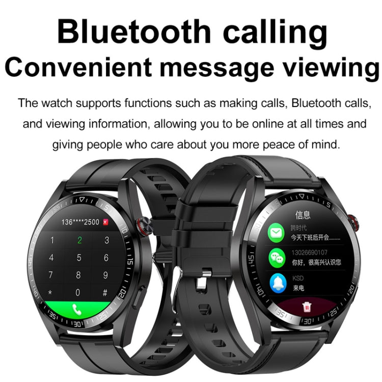 1.43 inch AMOLED Screen Smartwatch Heart Rate Blood Pressure Monitoring Bluetooth Talking Sports Watch, Color: Black Leather Strap