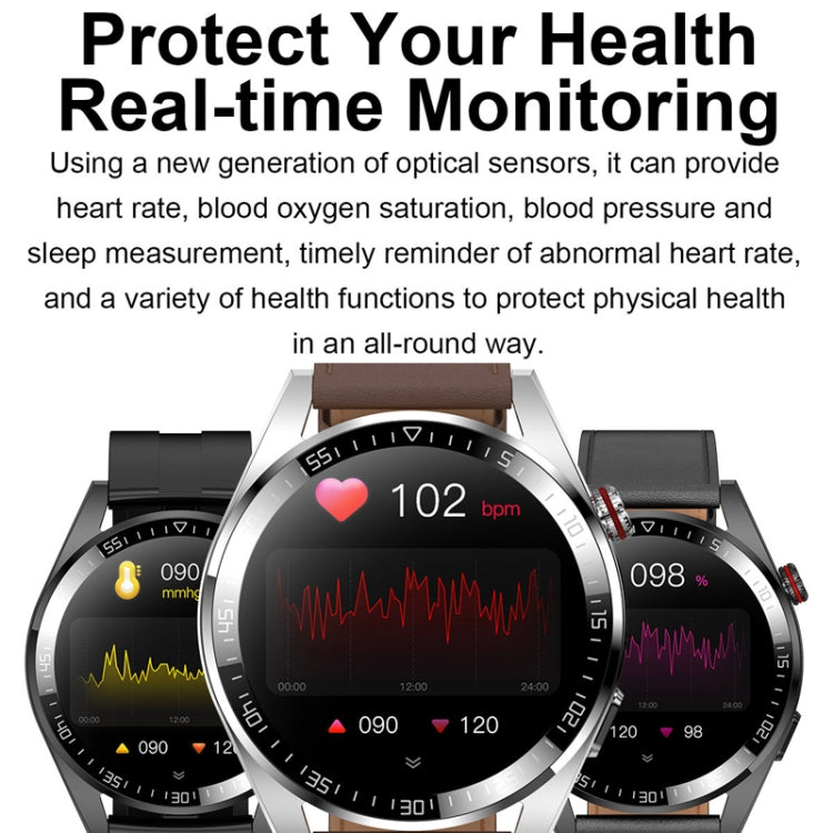 1.43 inch AMOLED Screen Smartwatch Heart Rate Blood Pressure Monitoring Bluetooth Talking Sports Watch, Color: Silver Leather Strap