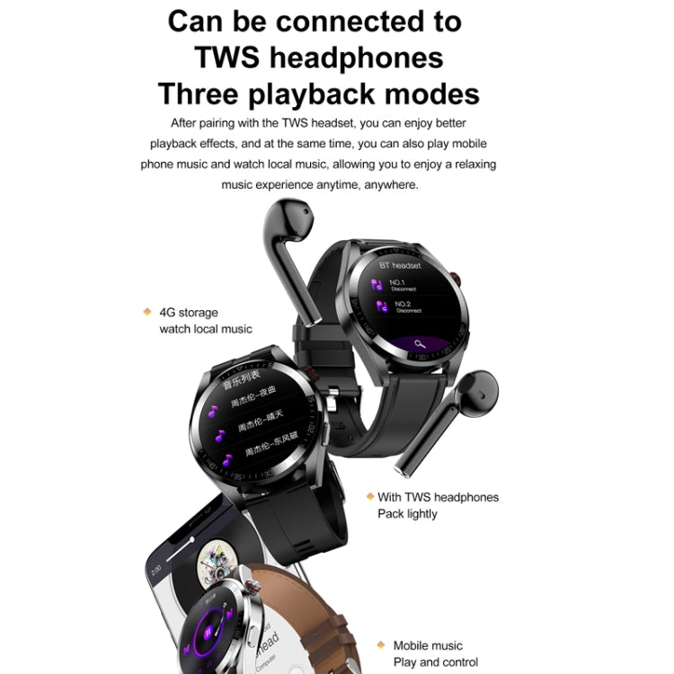 1.43 inch AMOLED Screen Smartwatch Heart Rate Blood Pressure Monitoring Bluetooth Talking Sports Watch, Color: Black Leather Strap