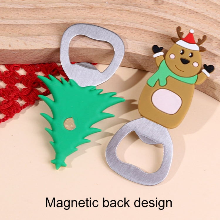 Magnetic Cute Cartoon Stainless Steel Bottle Opener Refrigerator Sticker Decoration, Style: Christmas Tree