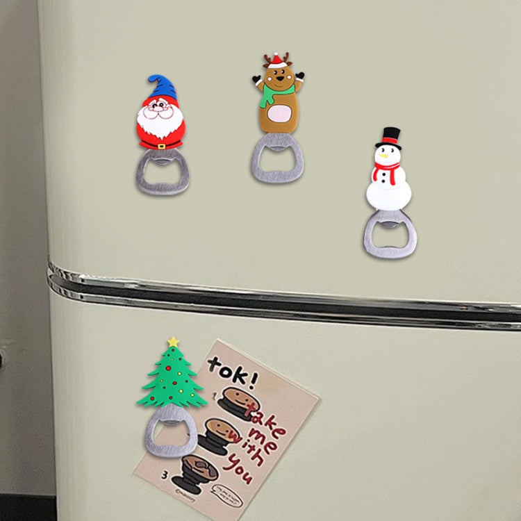 Magnetic Cute Cartoon Stainless Steel Bottle Opener Refrigerator Sticker Decoration, Style: Christmas Tree