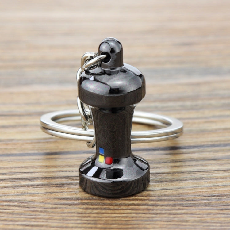 Mini Metal Keychain Coffee Utensils Decorative Pendant, Style: Powder Hammer Black