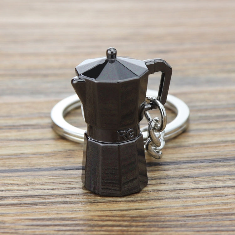 Mini Metal Keychain Coffee Utensils Decorative Pendant, Style: Moka Pot Black