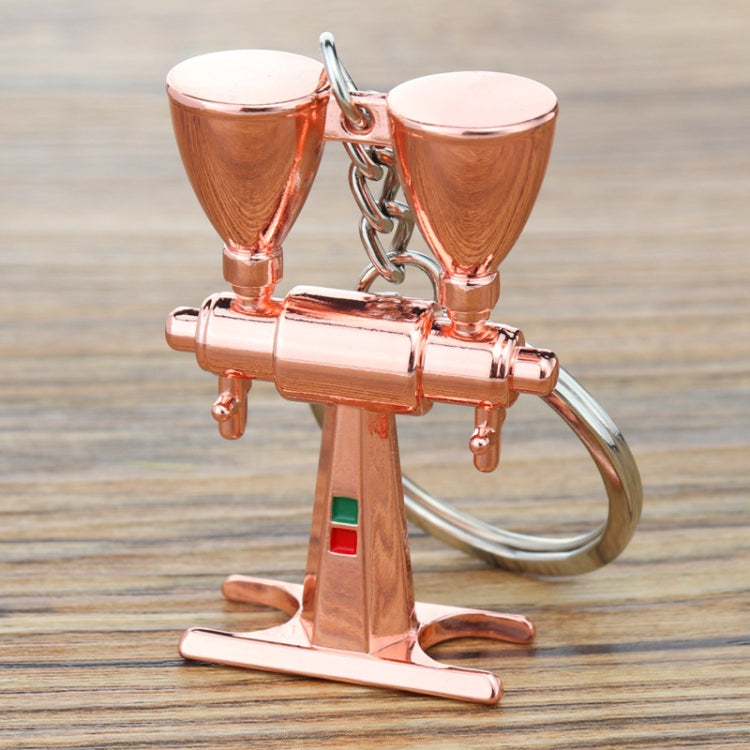Mini Metal Keychain Coffee Utensils Decorative Pendant, Style: Dual-Head Bean Grinder Rose Gold