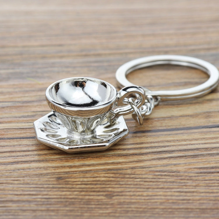 Mini Metal Keychain Coffee Utensils Decorative Pendant, Style: Tray Coffee Cup Silver